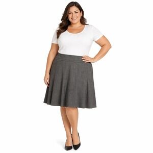 Lane Bryant Gray Wool Blend A-Line Skirt 20 Plus Size Career Workwear Textured